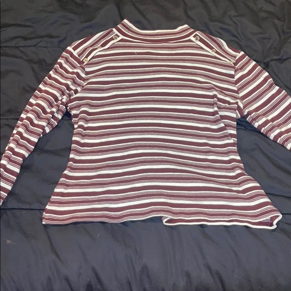 high neck striped top